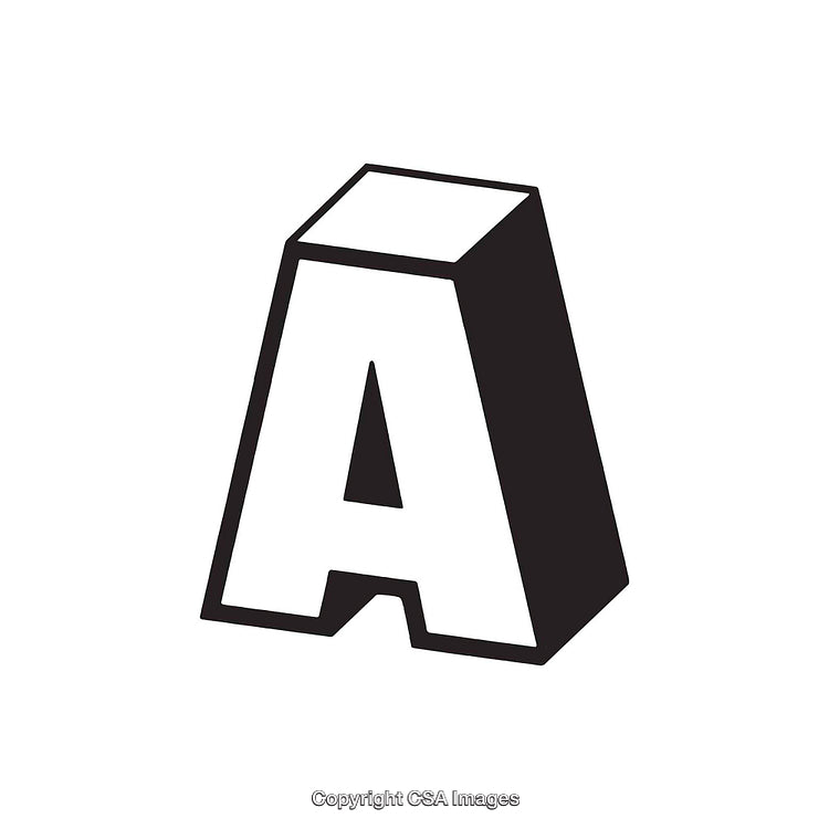 Bold Three-Dimensional Letter A in Black and White Design