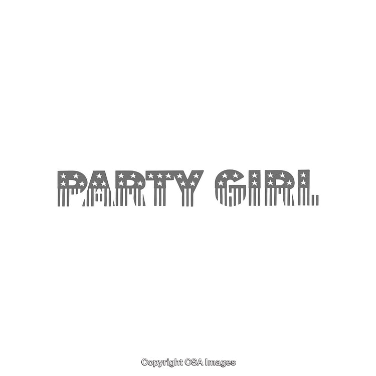 Stylized Party Girl Text With Star-Patterned Decoration
