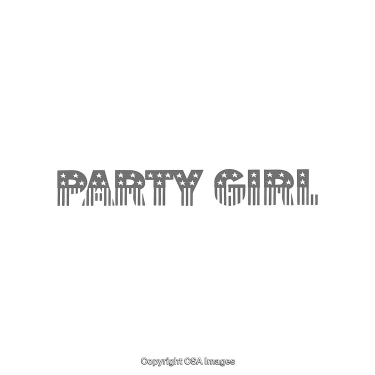 Stylized Party Girl Text With Star-Patterned Decoration