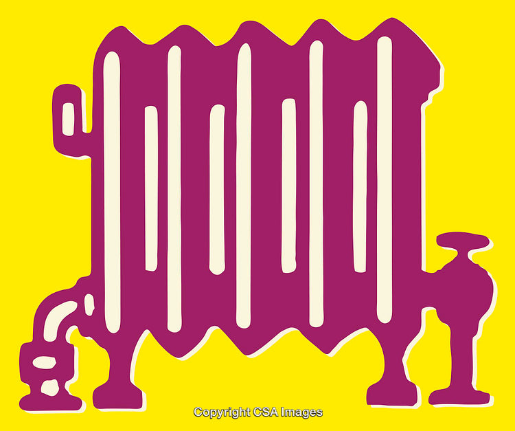 Retro Radiator Line Art on a Bright Yellow Background