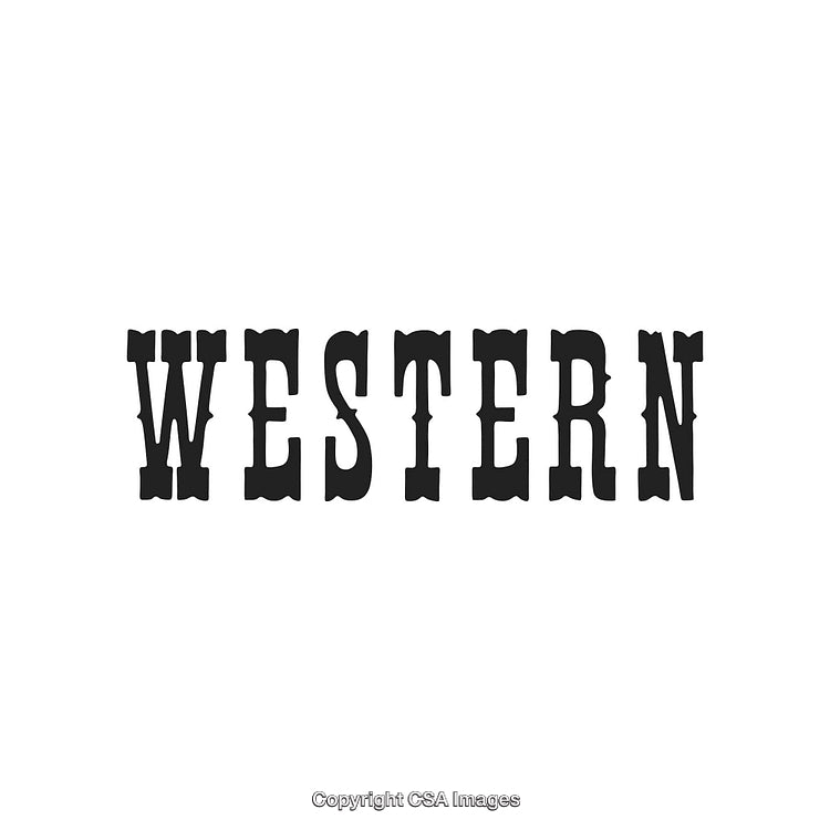 Western Style Font Design Isolated on White Background