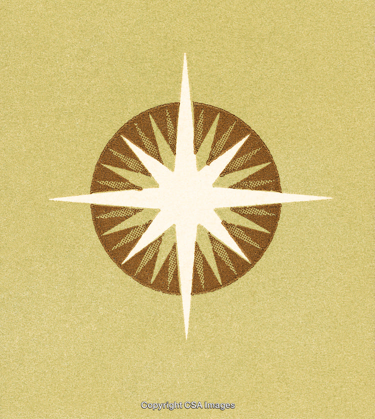 Compass Rose Star Design Artwork on Textured Background