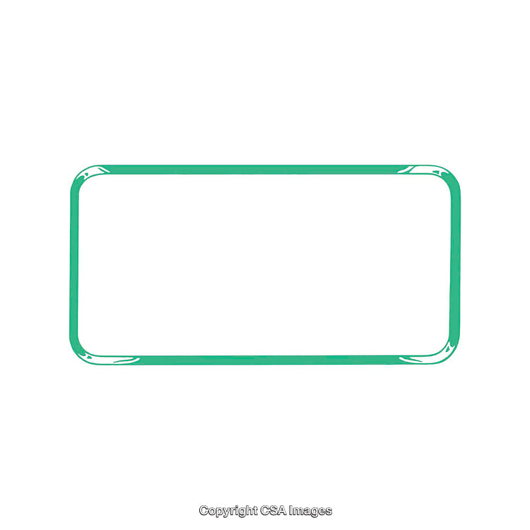 Green Rectangular Frame with Rounded Edges on White Background