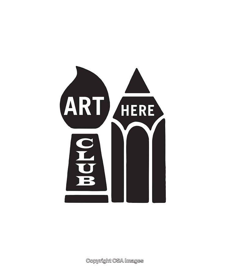 Abstract Black and White Art Club Logo Illustration