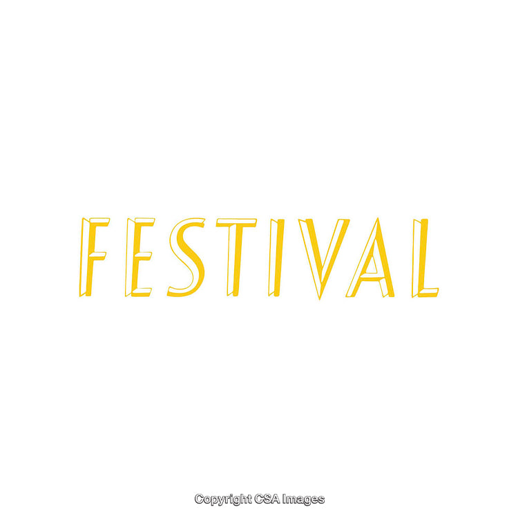 Bold Typography Design Featuring the Word 'Festival' in Vibrant Yellow Tone