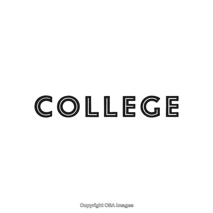 Stylish Typography Spelling College in Black on a Clean White Background
