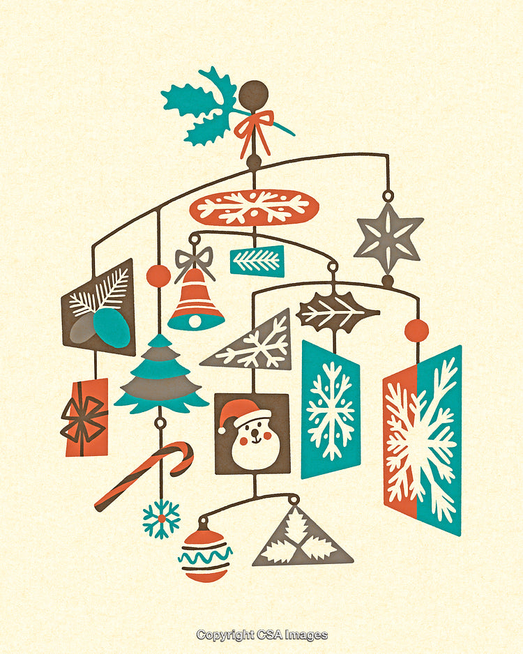 Festive Holiday Hanging Mobile Featuring Holiday Decorations and Christmas Ornaments