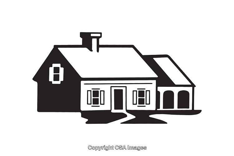 Black and White Icon of a Simple Traditional House Design