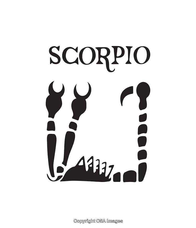 Black and White Scorpio Zodiac Sign Illustration for Astrology Themes