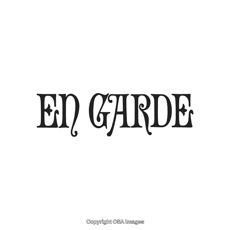 Elegant Text Design Featuring the Phrase "En Garde" in Decorative Font