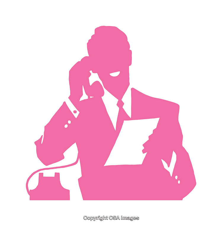 Silhouette of a Person Using a Vintage Telephone While Reading a Document