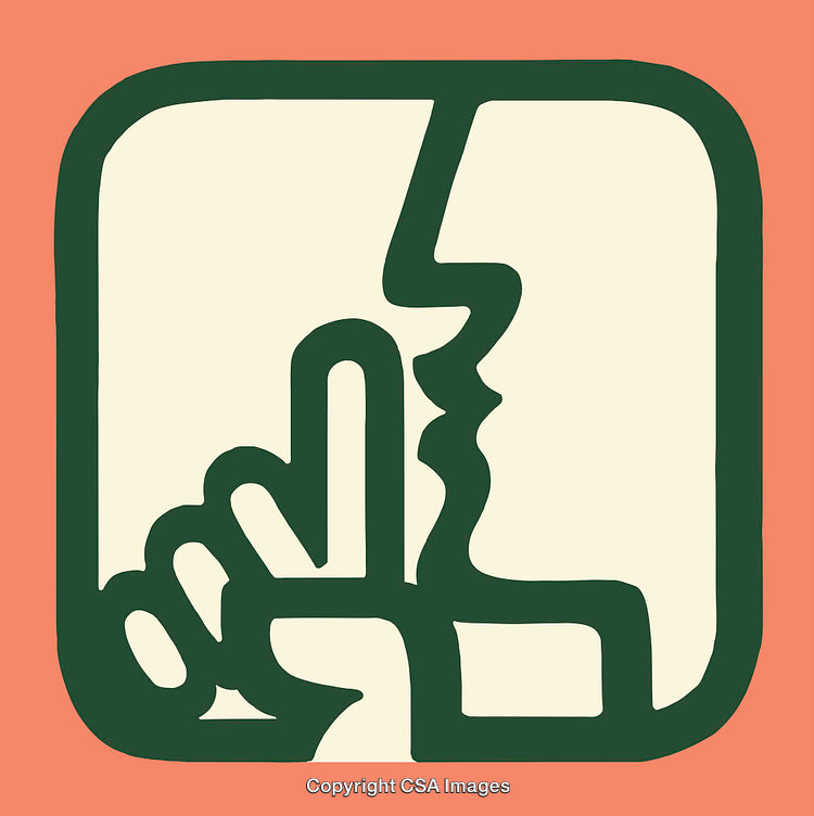 Colorful Line Art Illustration Depicting a Silencing Gesture Symbol