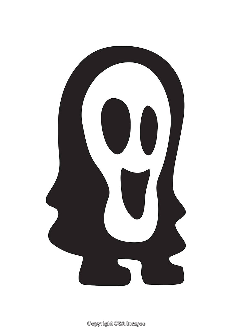 Black And White Abstract Icon Depicting a Whimsical Character