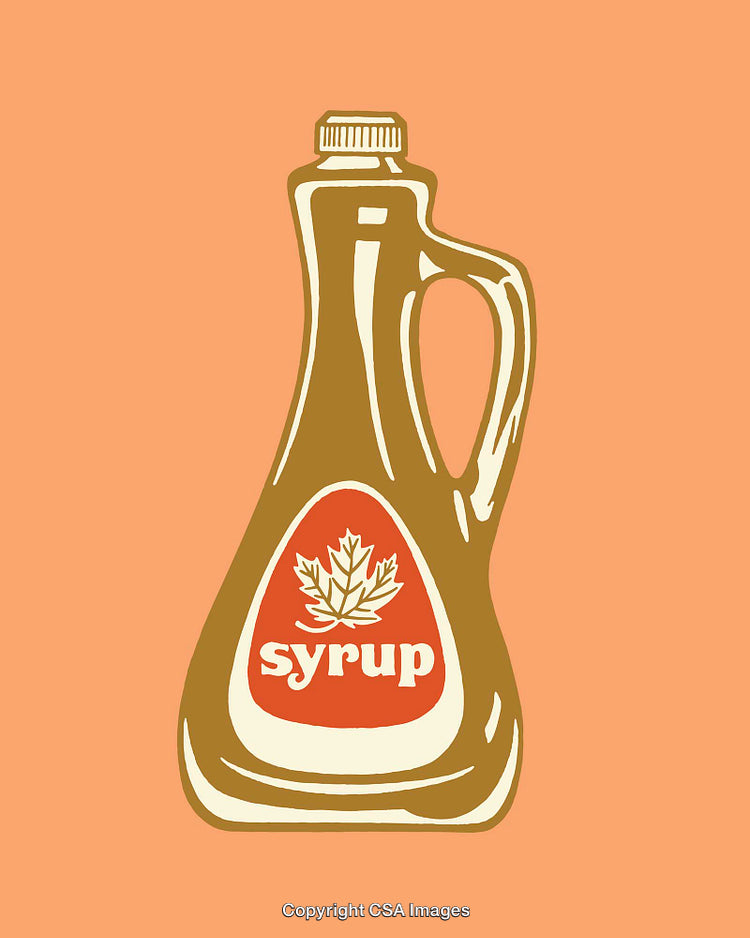 Maple Syrup Bottle Illustration on an Orange Background