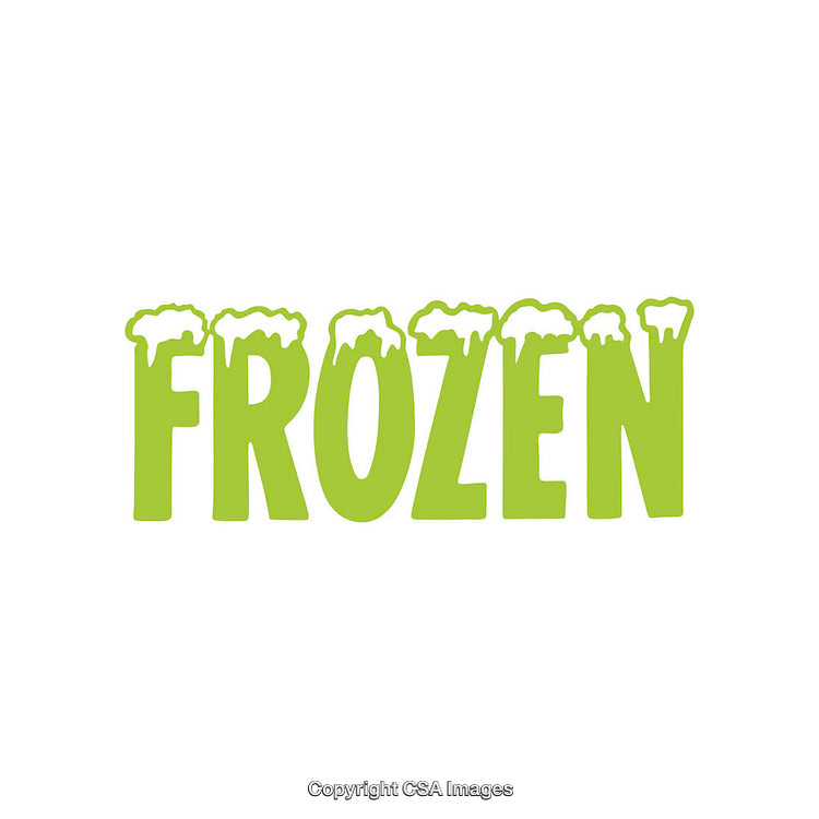 Green Frozen Text Logo with Snowy Decorations on Letters