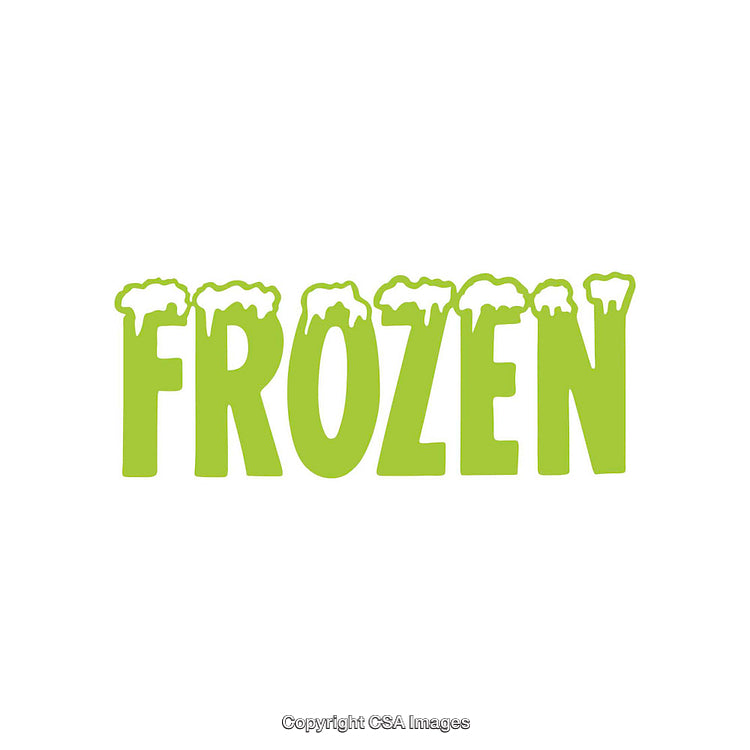 Green Frozen Text Logo with Snowy Decorations on Letters