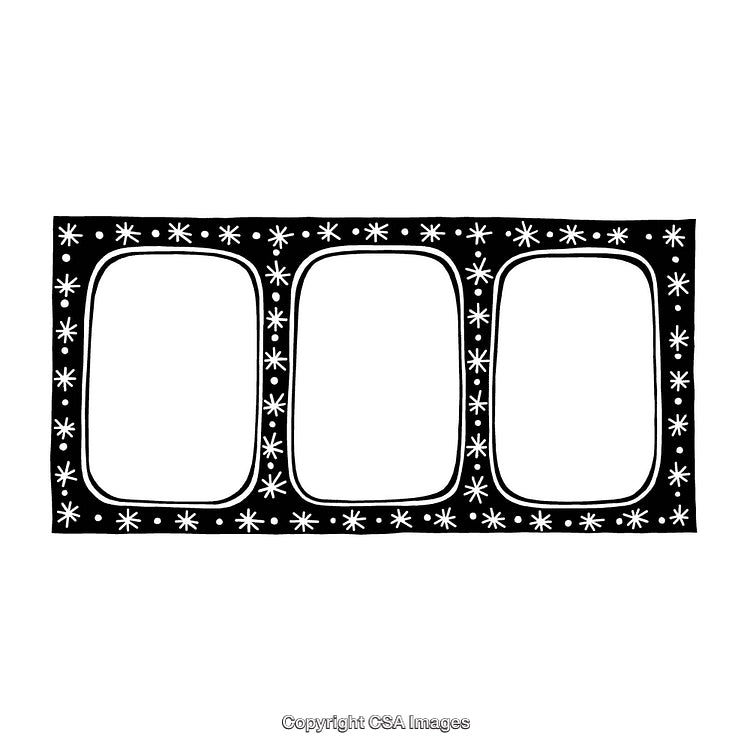 Black and White Decorative Borders With Three Empty Frames
