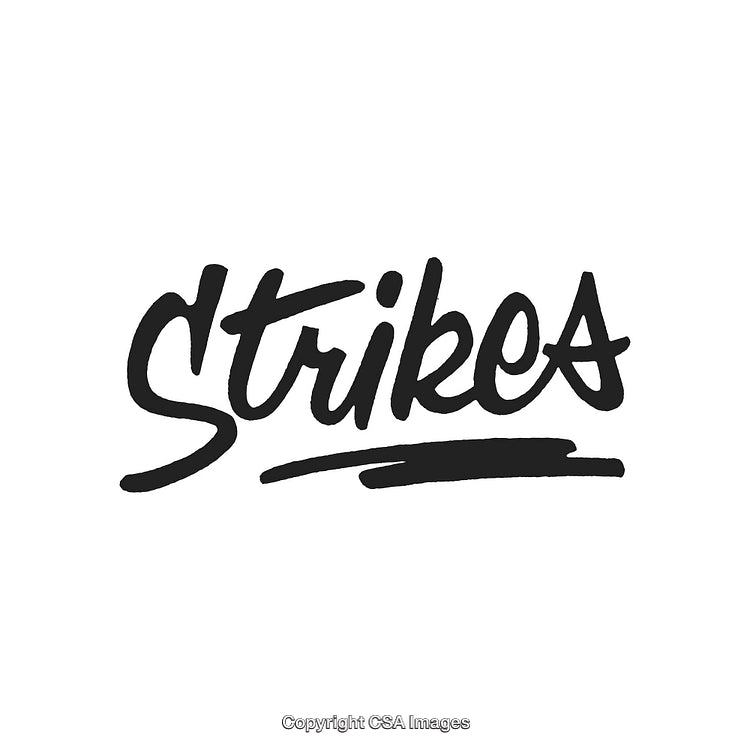 Bold Stylized Handwritten Text Design Featuring Word 'Strikes' in Black