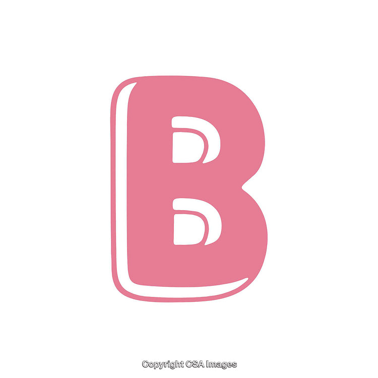 Pink Cartoon Letter B with Bold Outline on White Background