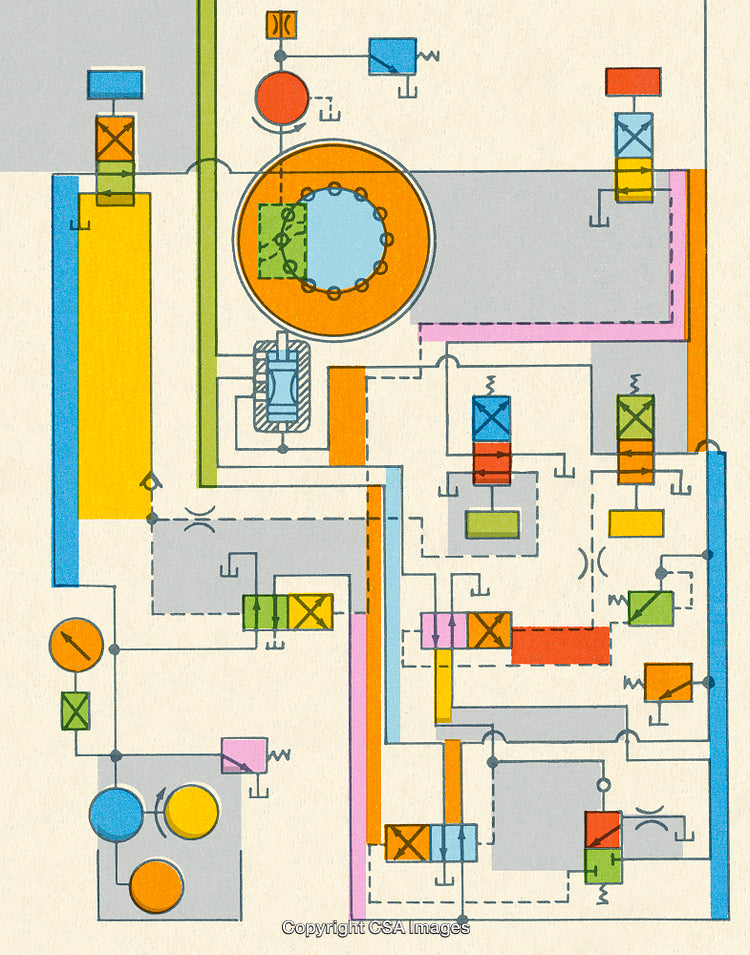 Detailed Colorful Schematic Diagram of System Components with Modern Design