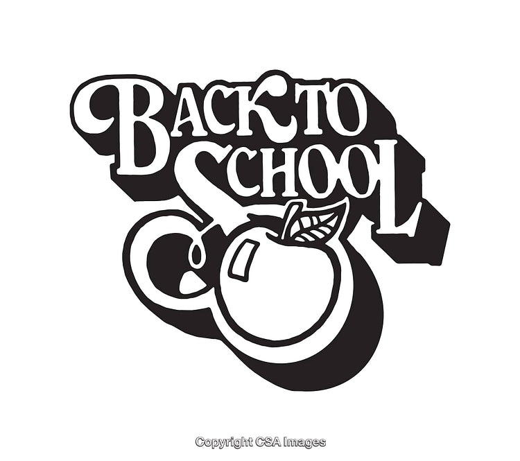 Black and White Back to School Illustration with Apple Design