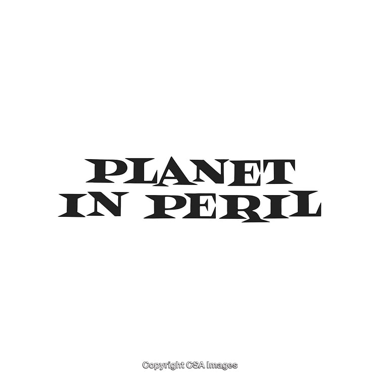 Text Depicting 'Planet in Peril' in Bold Black Font on White Background
