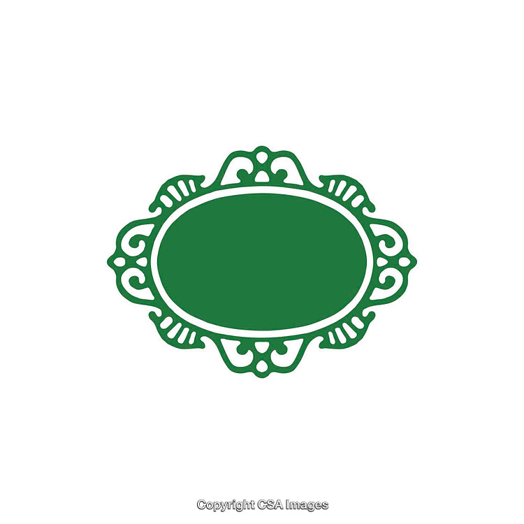 Green Ornamental Frame with Intricate Design on White Background