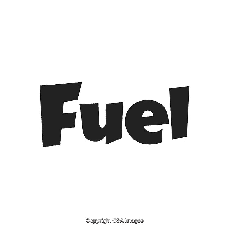 Bold Black Typography Featuring the Word Fuel Against a White Background