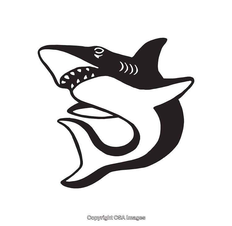 Black and White Shark Illustration with Minimalist Line Art Design