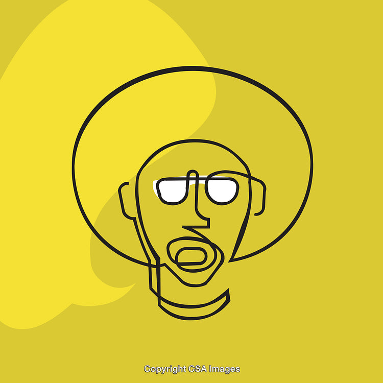 Abstract Line Art Portrait with Yellow Background and Minimalist Design