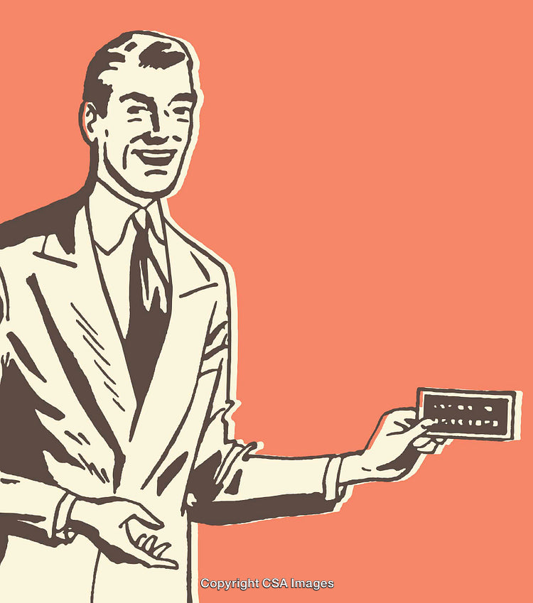Retro Illustration of a Smiling Businessman in a Classic Suit Presentation