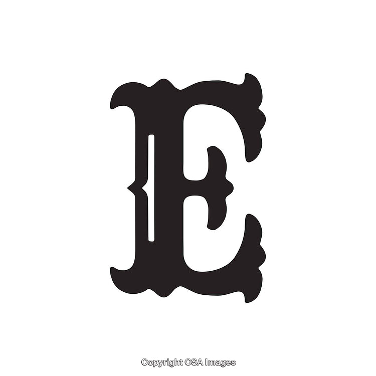Vintage Style Letter E Monogram On White Background