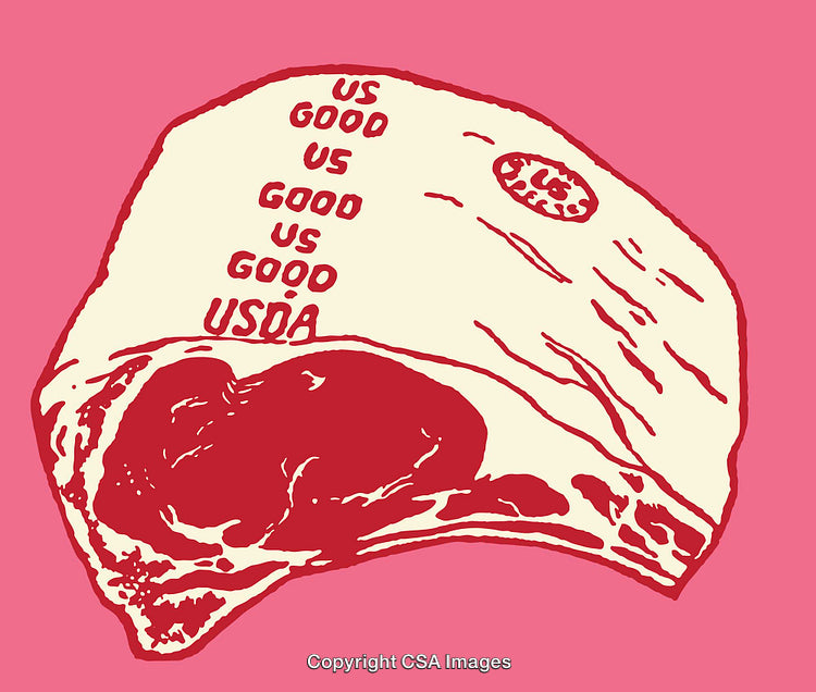 Colorful Illustrated Meat Cut Graphic With Distinct USDA Marking