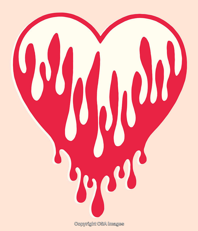 Dripping Heart Shape Artwork in Vibrant Red and Cream Tones