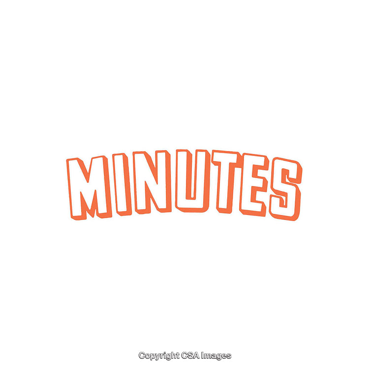 Minimalist Bold Typography Spelling 'Minutes' in Orange Letters on White Background