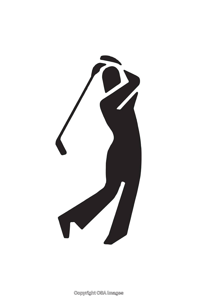 Stylized Black Icon of Golfer in Swinging Stance with Golf Club