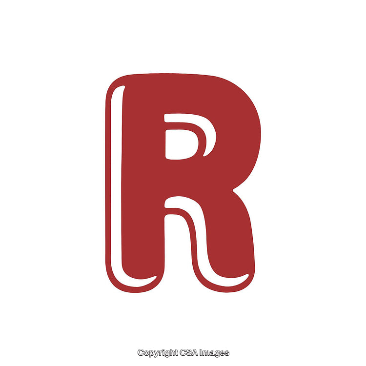 Bold Red Letter R in Classic Stylized Design Isolated on White