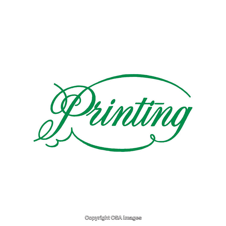 Elegant Green Typography Artwork Featuring the Word 'Printing' in Stylish Font