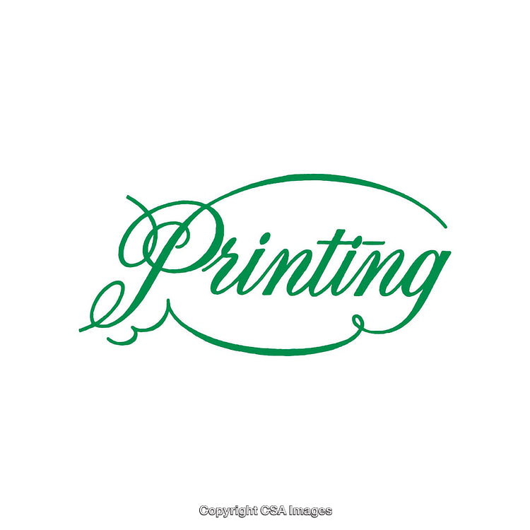 Elegant Green Typography Artwork Featuring the Word 'Printing' in Stylish Font