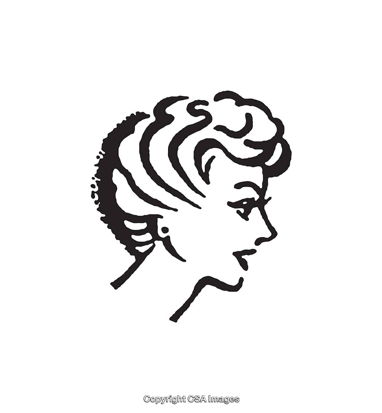 Black and White Illustration of Classic Woman's Portrait Side Profile