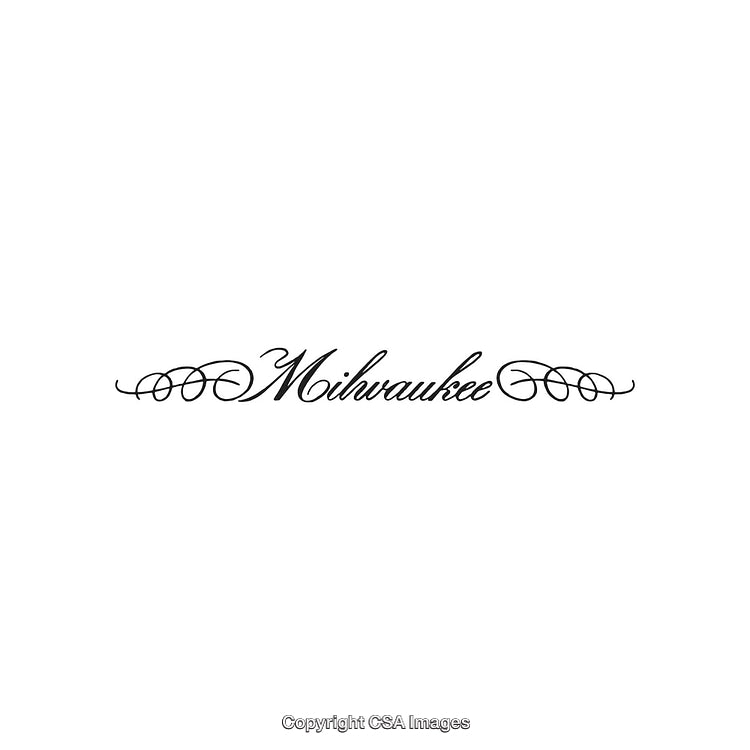 Elegant Milwaukee Text Art with Decorative Ornamental Scrollwork