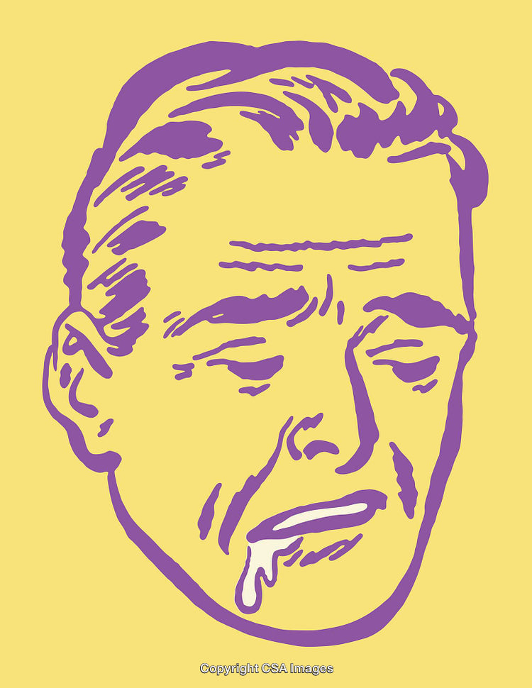 Vibrant Line Art Depicting a Dramatic Human Emotion in Bold Colors