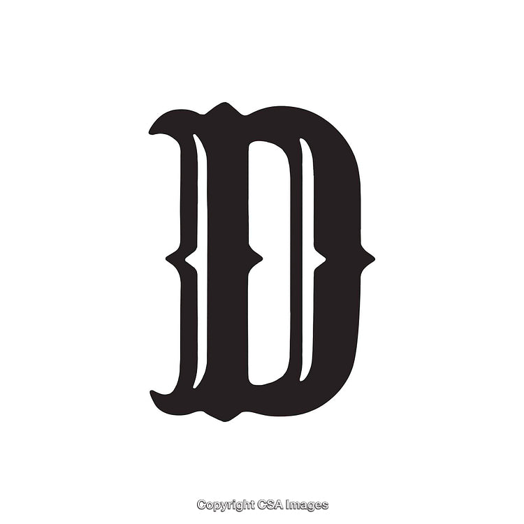 Stylized Black Letter D in Decorative Gothic Font