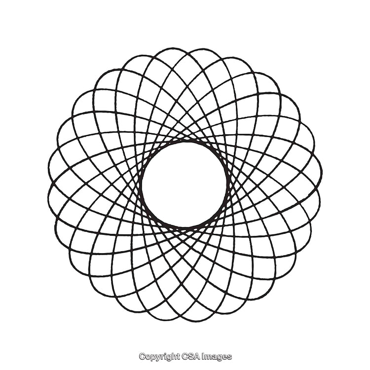 Geometric Black and White Circular Shape with Interconnected Lines