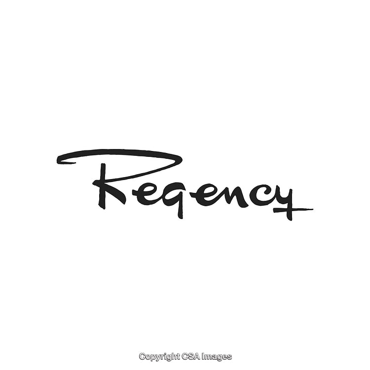Elegant Black Handwritten Logo Design Featuring 'Regency' Text in Cursive Style