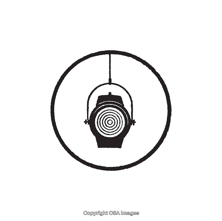 Black and White Illustration of a Hanging Lantern with Circular Design
