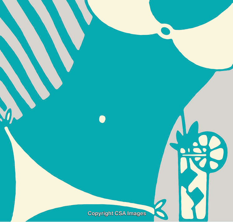 Stylized Beach Scene with Tropical Drink and Summer Vibes