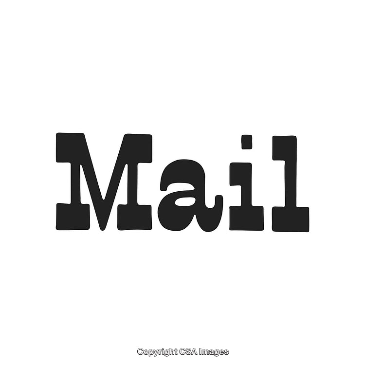 Retro Stamped Mail Text Logo in Black on White Background