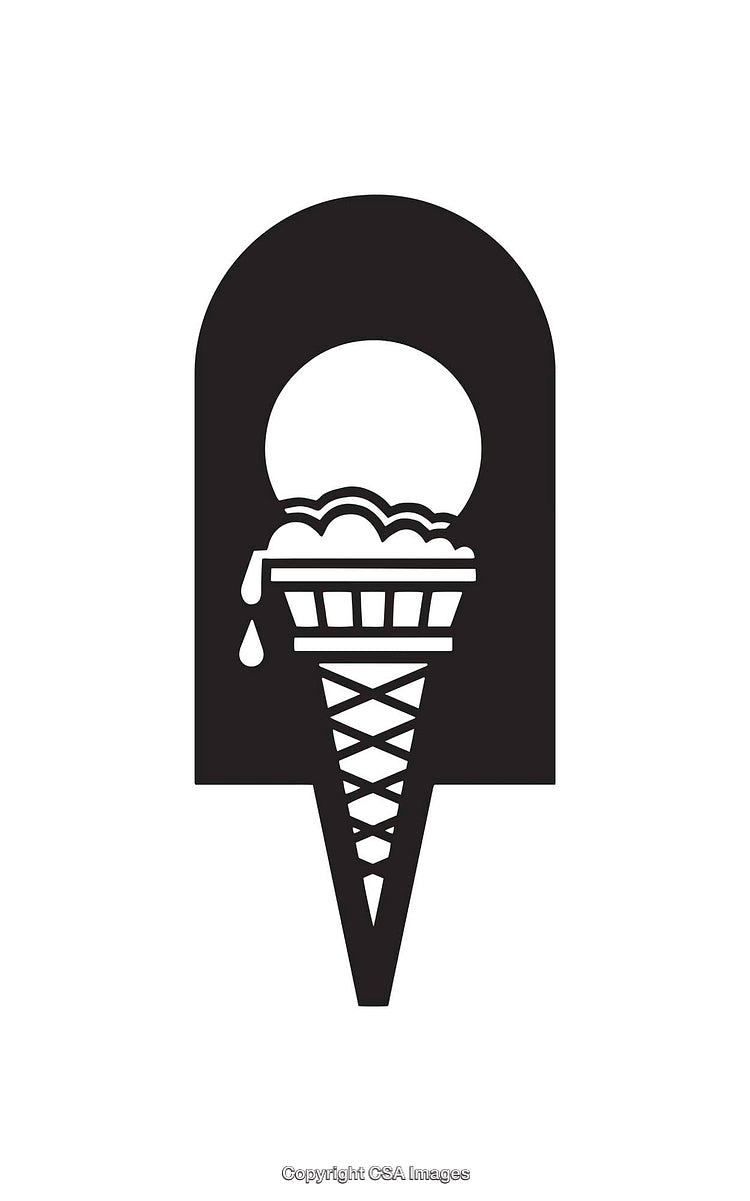 Minimalistic Black and White Ice Cream Cone Symbol Illustration