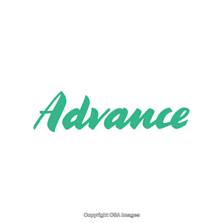 Green Script Typography Featuring the Word Advance in Stylish Lettering
